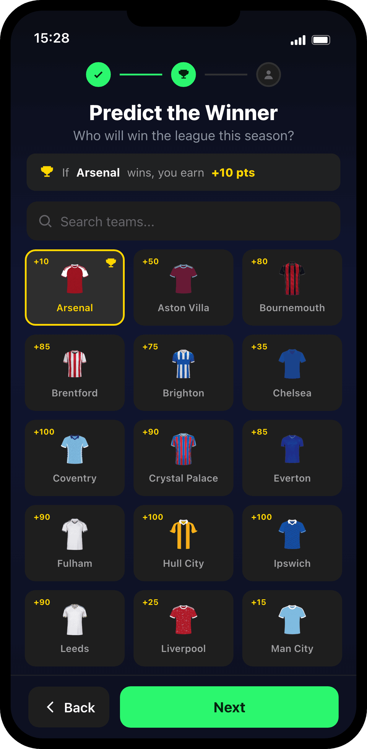 Predict the champion